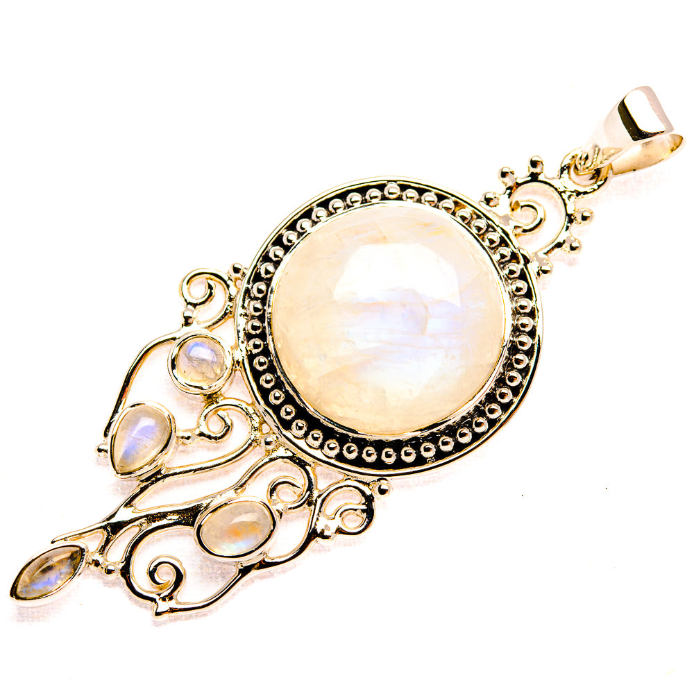 Signature Rainbow Moonstone 925 Sterling Silver Pendant 2 5/8" (925 Sterling Silver) PD37792