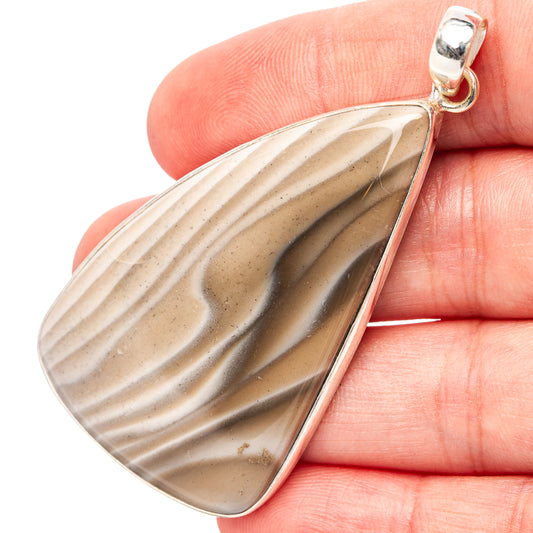 Sterling silver striped flint teardrop pendant with bail and open hanging loop