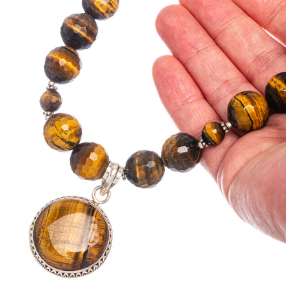 Tiger Eye Necklace 17" (925 Sterling Silver) N90092