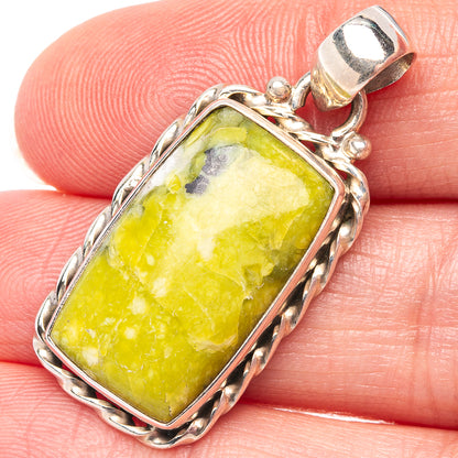 Lizardite Pendant 1 3/8" (.925 Sterling Silver)