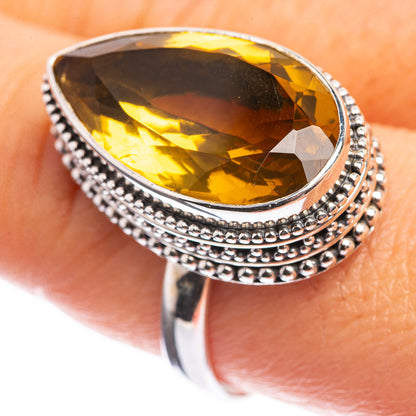 Faceted Citrine 925 Sterling Silver Ring Size 9