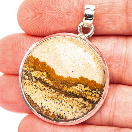 Picture Jasper Pendant 1 5/8" (.925 Sterling Silver)