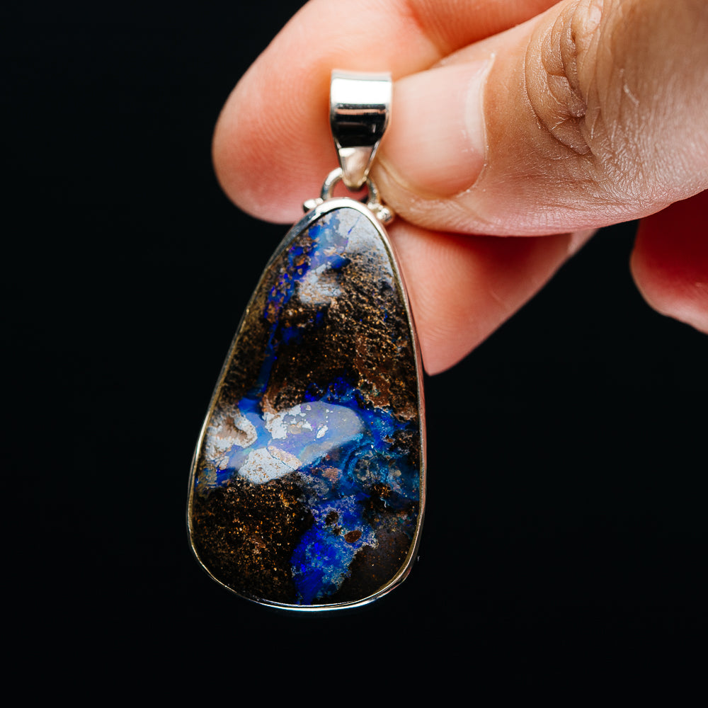 Premium Australian Boulder Opal Pendant 2" (.925 Sterling Silver)