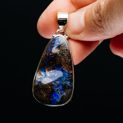 Premium Australian Boulder Opal Pendant 2" (.925 Sterling Silver)