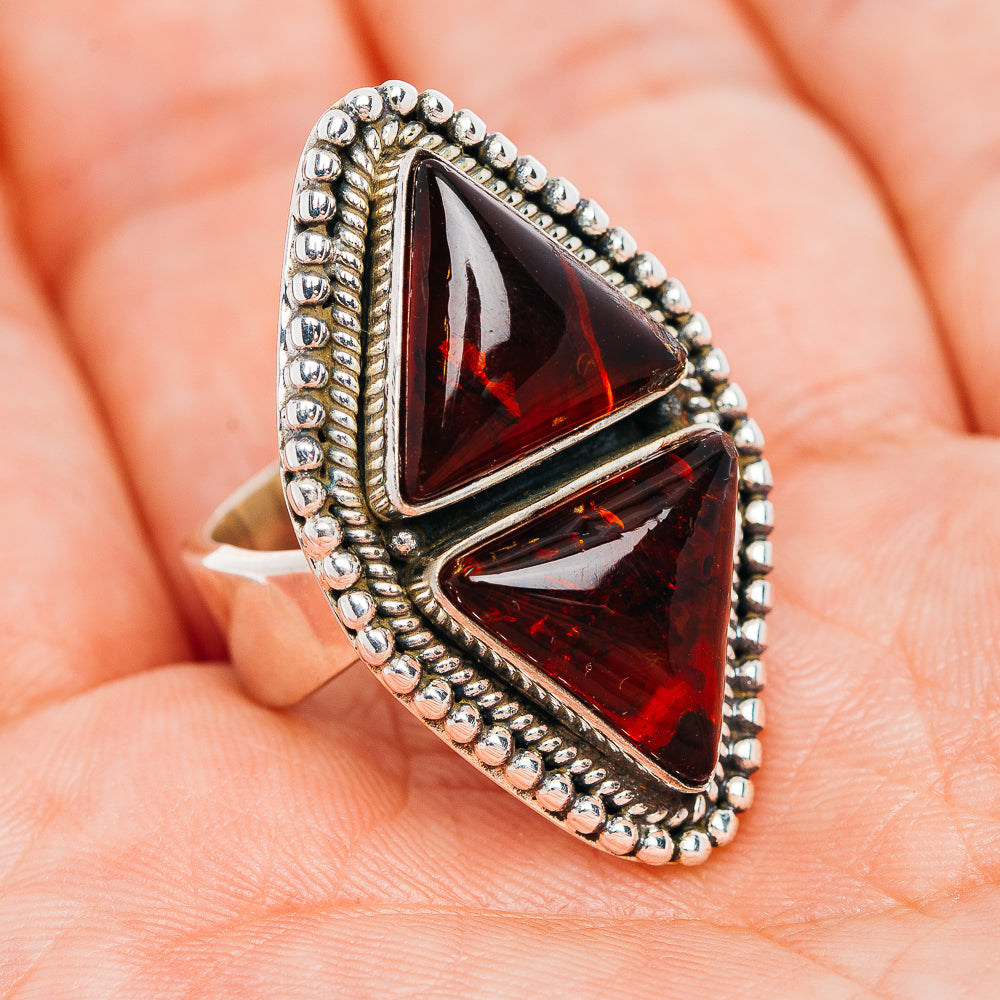 Exclusive Baltic Amber Ring Size 6 Adjustable (.925 Sterling Silver)