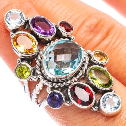 Signature Blue Topaz, Garnet, Amethyst, Citrine, Peridot Ring Size 6.75 (925 Sterling Silver) R1799