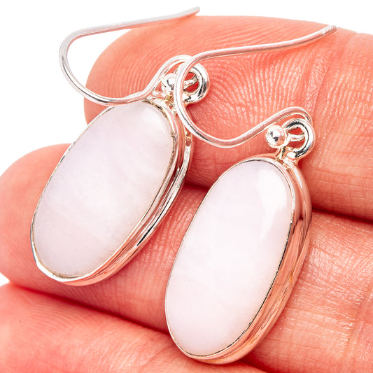 Pink opal oval drop earrings in .925 sterling silver, with hook backs