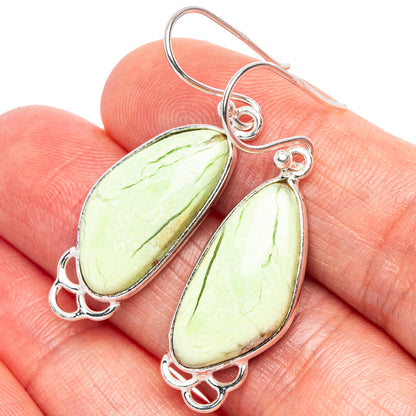 Lemon Chrysoprase 925 Sterling Silver Earrings 1 5/8" (925 Sterling Silver) E1946