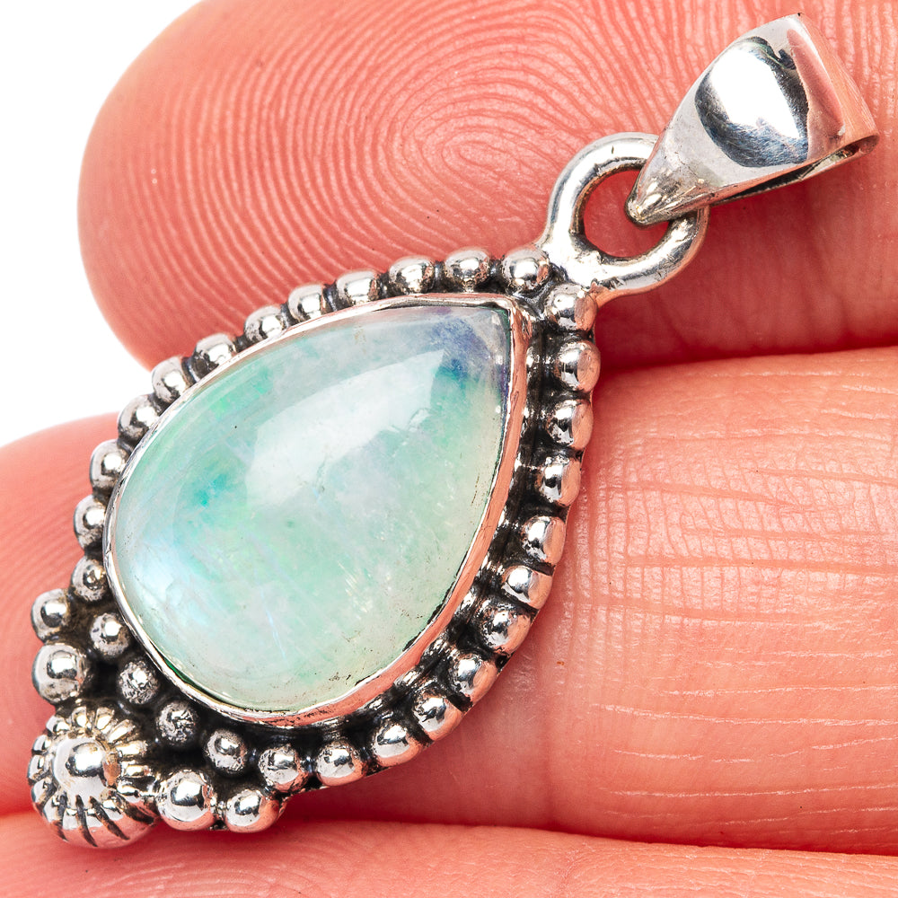 Green Moonstone Pendant 1 1/4" (925 Sterling Silver) P42489