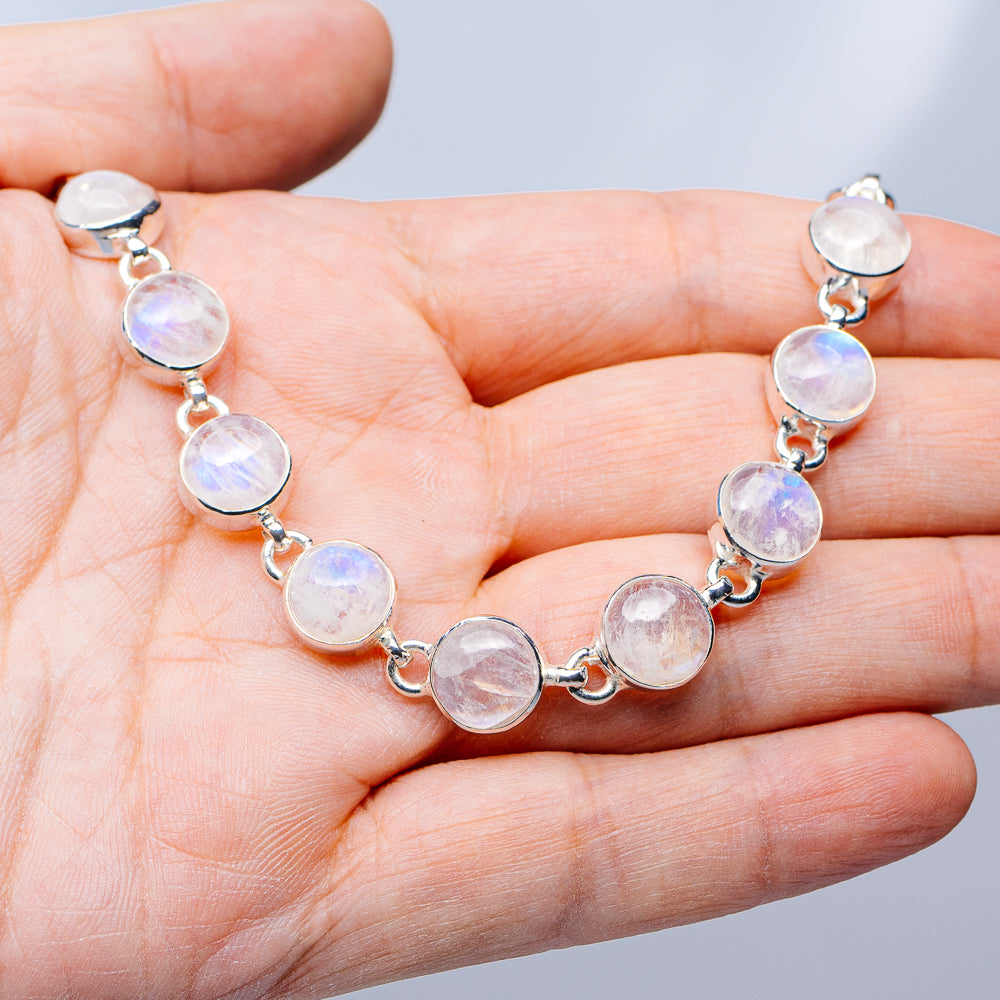 Rainbow Moonstone Bracelet 6 to 8" (.925 Sterling Silver)