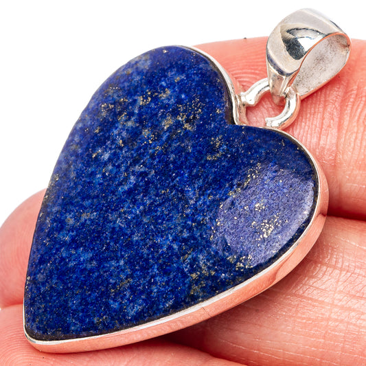 Lapis Lazuli Heart Pendant 1 1/2" (925 Sterling Silver) P43077