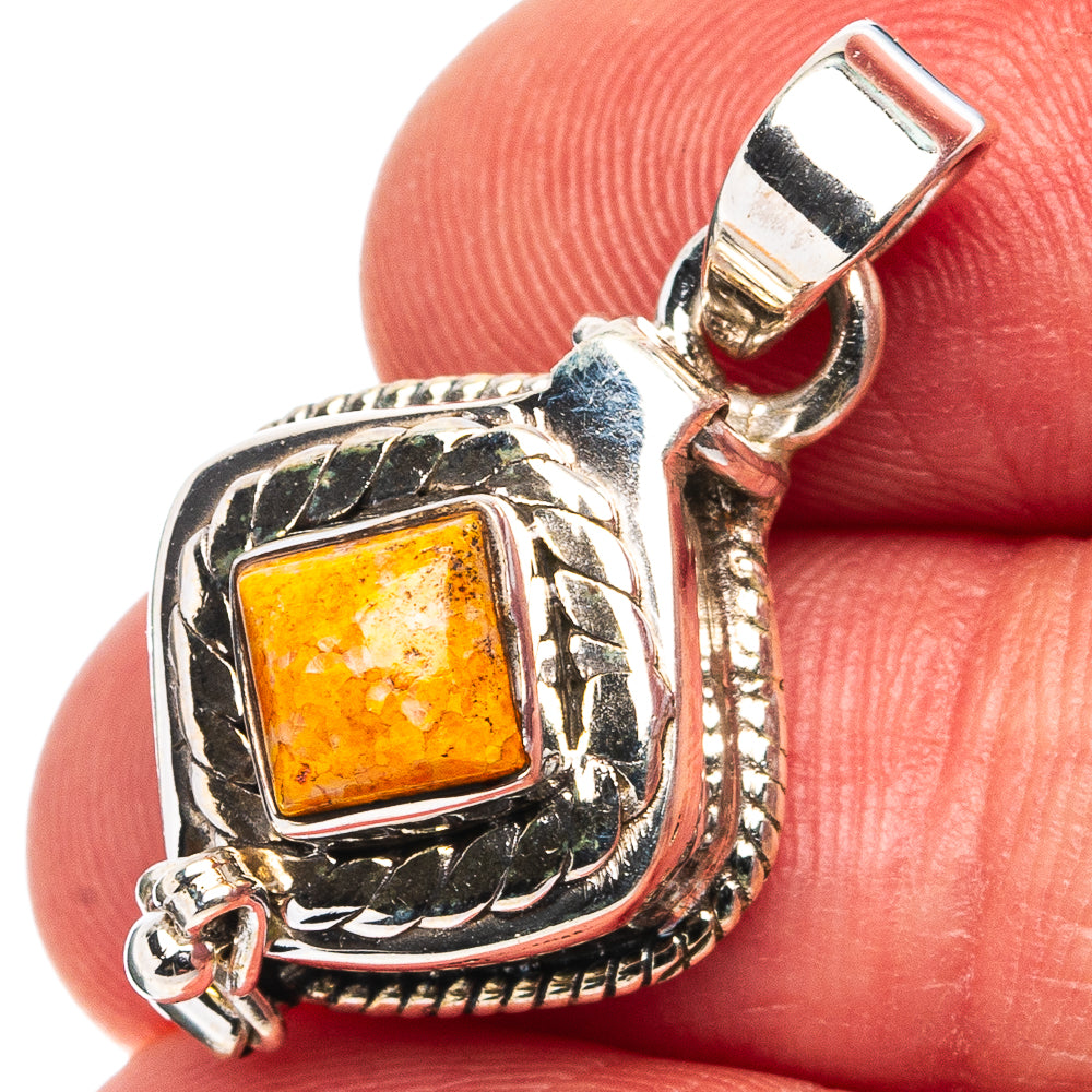 Bumblebee Jasper Poison Pendant 1 1/8" (.925 Sterling Silver)