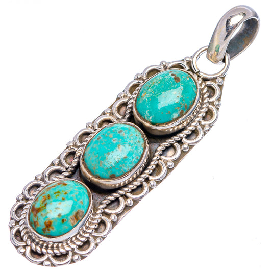 Turquoise pendant with three oval cabochons and loop bail in .925 sterling silver