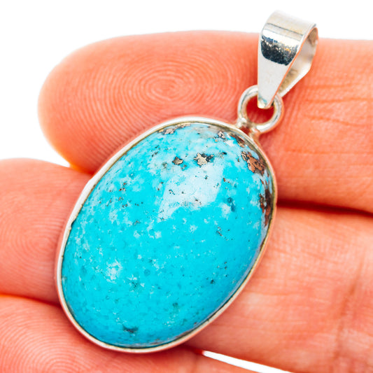 Premium Persian Turquoise Pendant 1 1/2" (.925 Sterling Silver)