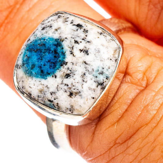 Sterling silver ring with oval blue lace agate cabochon, size 7