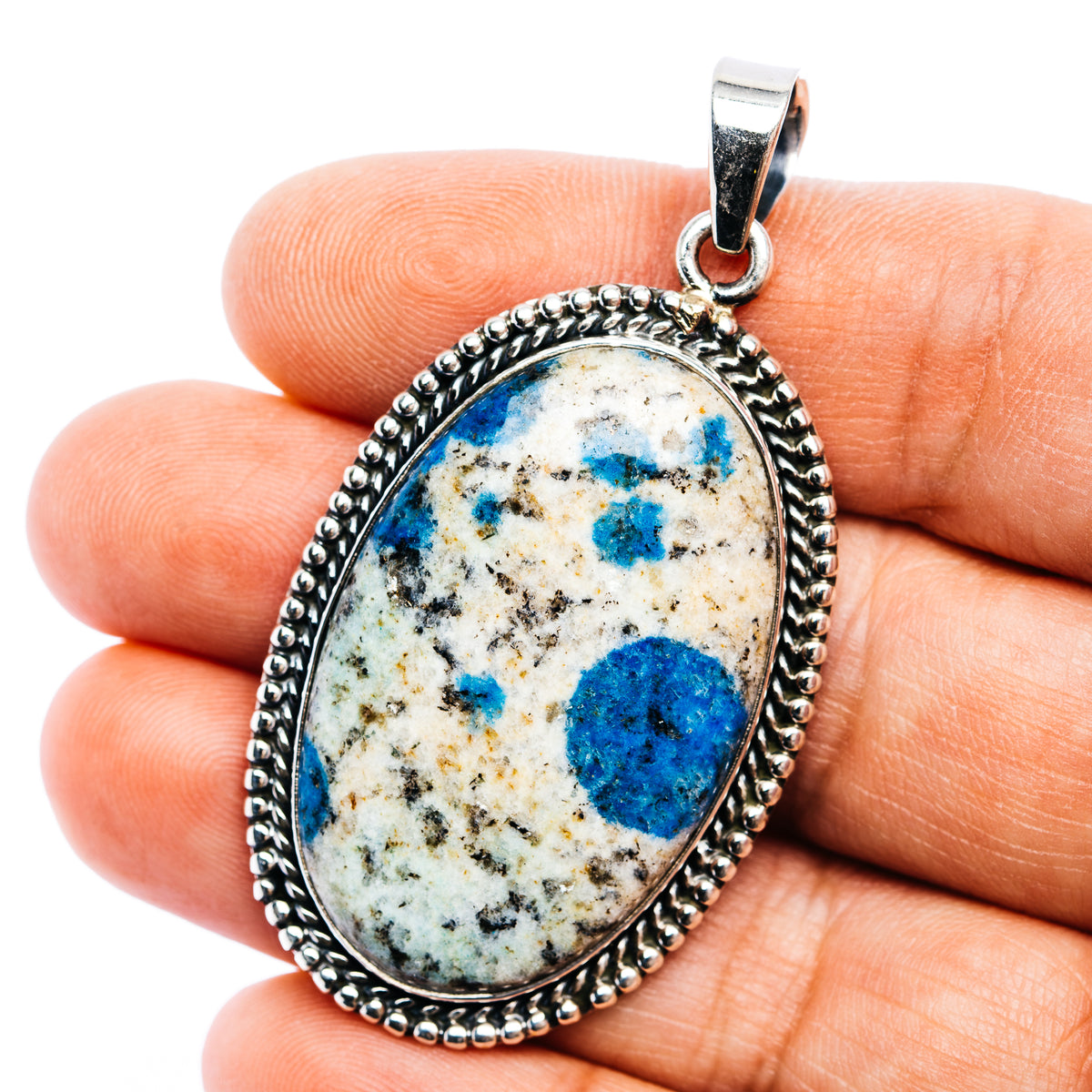 K2 Blue Azurite Pendant 2 1/4" (.925 Sterling Silver)