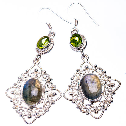 Signature Labradorite, Peridot Earrings 2 5/8" (925 Sterling Silver) E432319