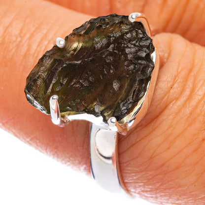 Rare Czech Moldavite Ring Size 8 (925 Sterling Silver) R146745