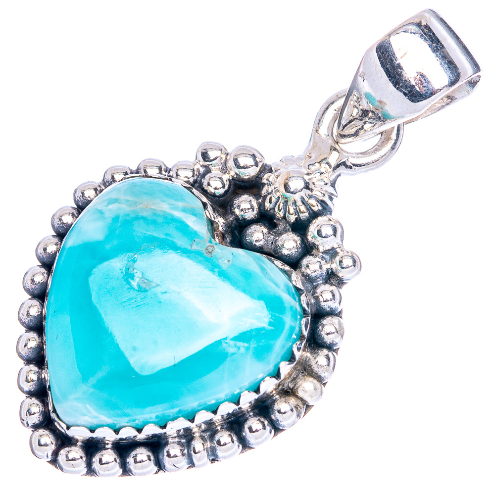 Larimar Heart Pendant 1 3/8" (925 Sterling Silver) P41753