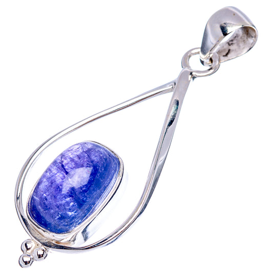Sterling silver tanzanite pendant with oval blue-purple gemstone and curved bail