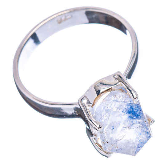 Sterling silver ring with faceted blue Dumortierite quartz, square bezel prongs