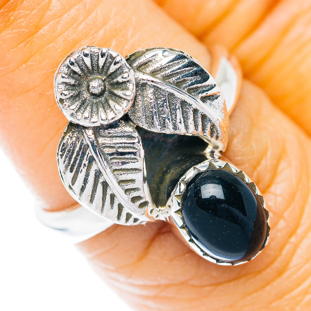 Southwestern Style Black Onyx Ring Size 6.75 (.925 Sterling Silver)