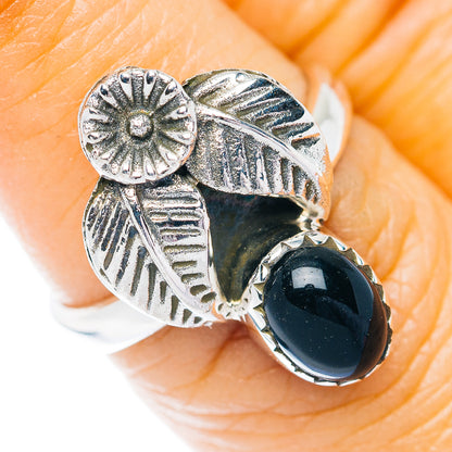 Southwestern Style Black Onyx Ring Size 6.75 (.925 Sterling Silver)