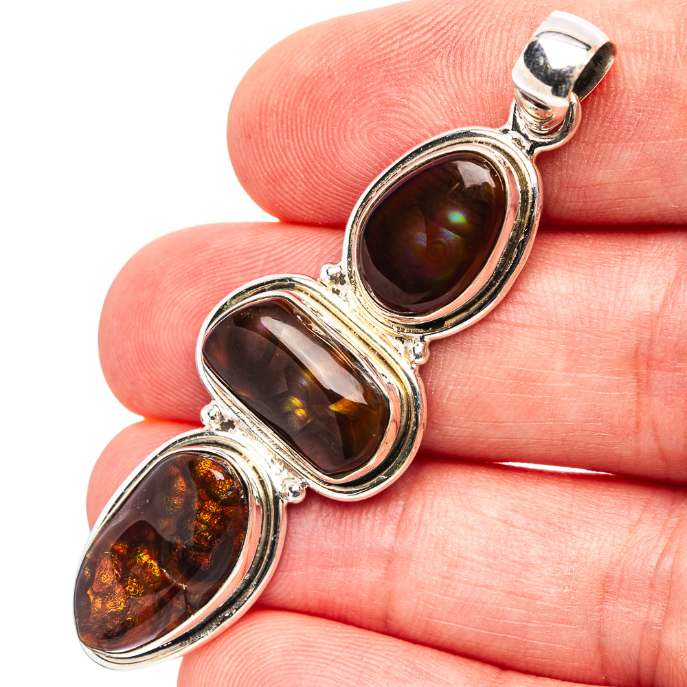 Premium Mexican Fire Agate Pendant 2 1/4" (.925 Sterling Silver)