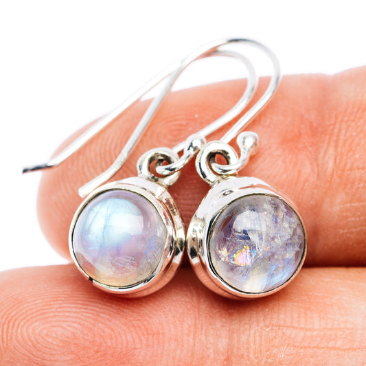 Rainbow Moonstone Earrings 1" (.925 Sterling Silver)