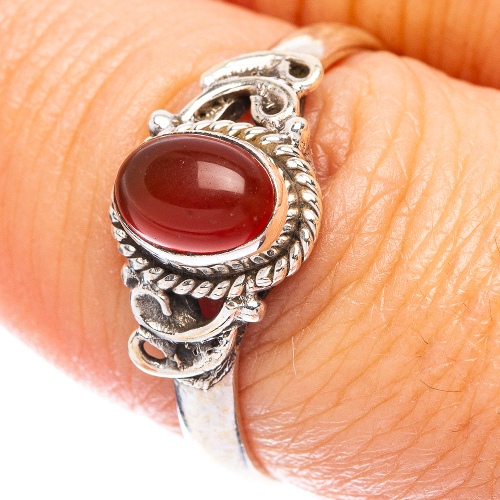 Red Onyx Dainty Ring Size 7.75 (925 Sterling Silver) R5826