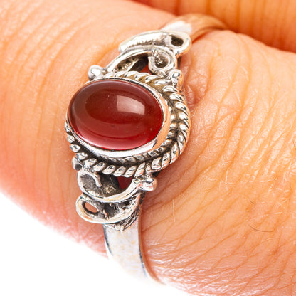 Red Onyx Dainty Ring Size 7.75 (925 Sterling Silver) R5826