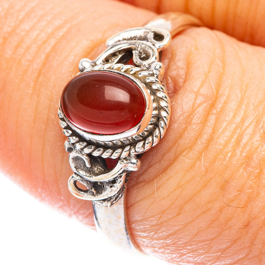 Red Onyx Dainty Ring Size 7.75 (925 Sterling Silver) R5826