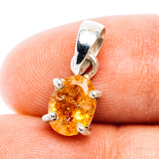 Faceted Confetti Sunstone Pendant 3/4" (.925 Sterling Silver)
