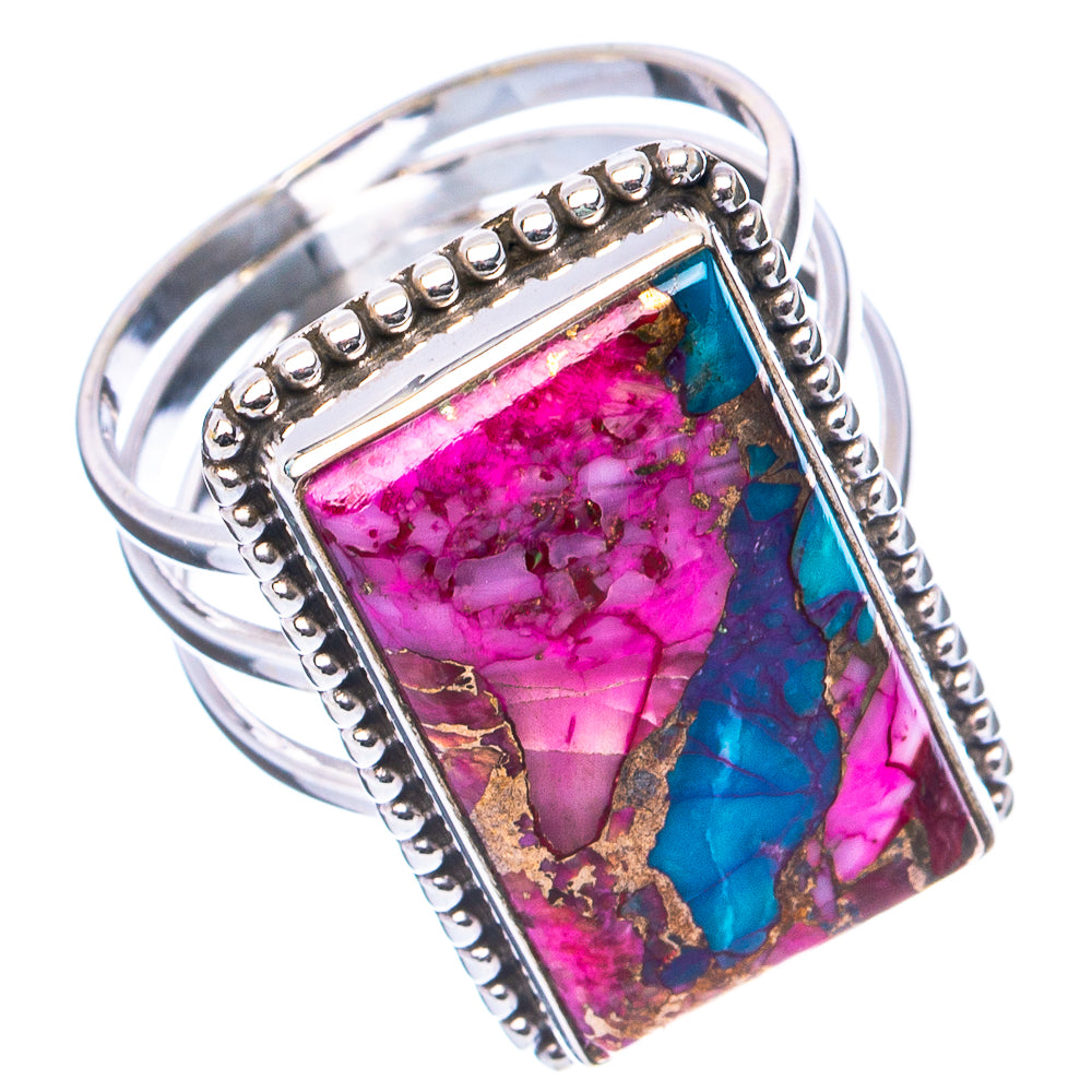Pink Dahlia Mohave Turquoise Ring Size 7.75 (.925 Sterling Silver)