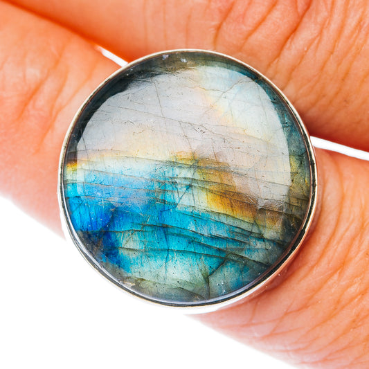 Large Premium Spectrolite Ring Size 8 (.925 Sterling Silver)