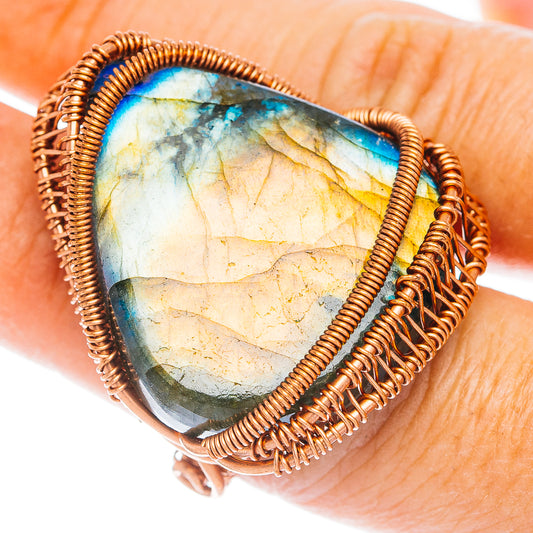 Labradorite Wire Wrap Ring Size 6.5 (Copper)
