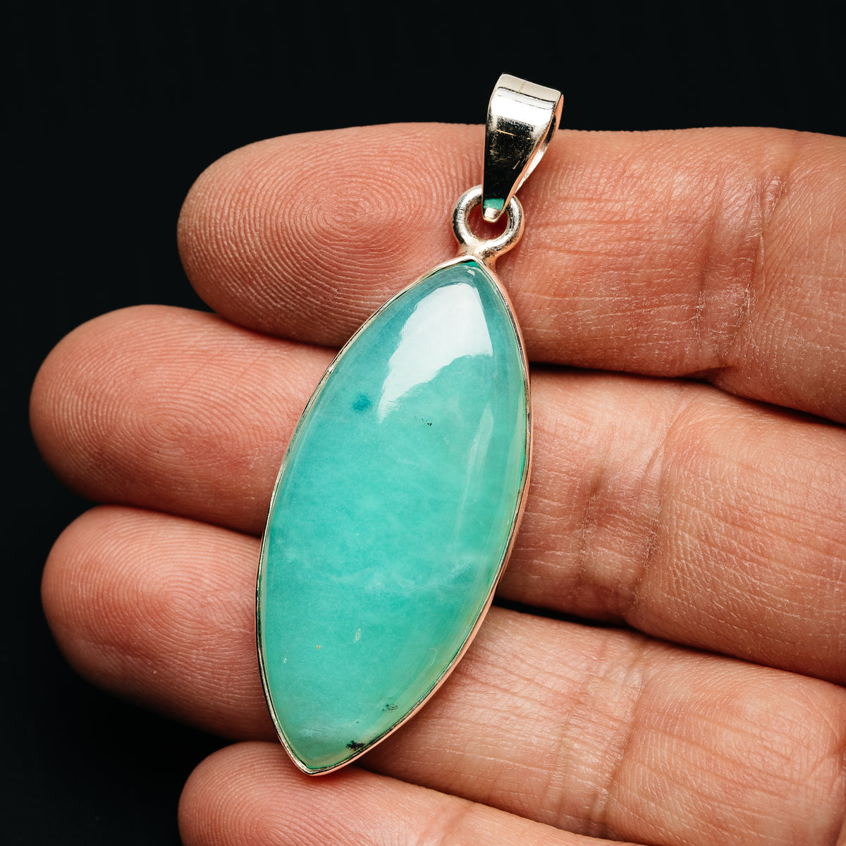 Premium Gemmy Chrysoprase Pendant 2 1/8" (.925 Sterling Silver)