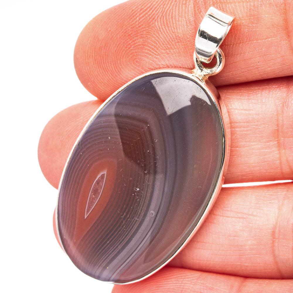 Botswana Agate Pendant 1 7/8" (.925 Sterling Silver)