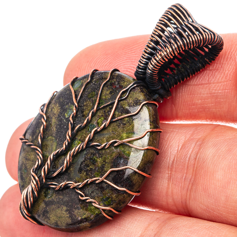 Dragon's Bloodstone Tree of Life Pendant 1 7/8" (Oxidized Copper)