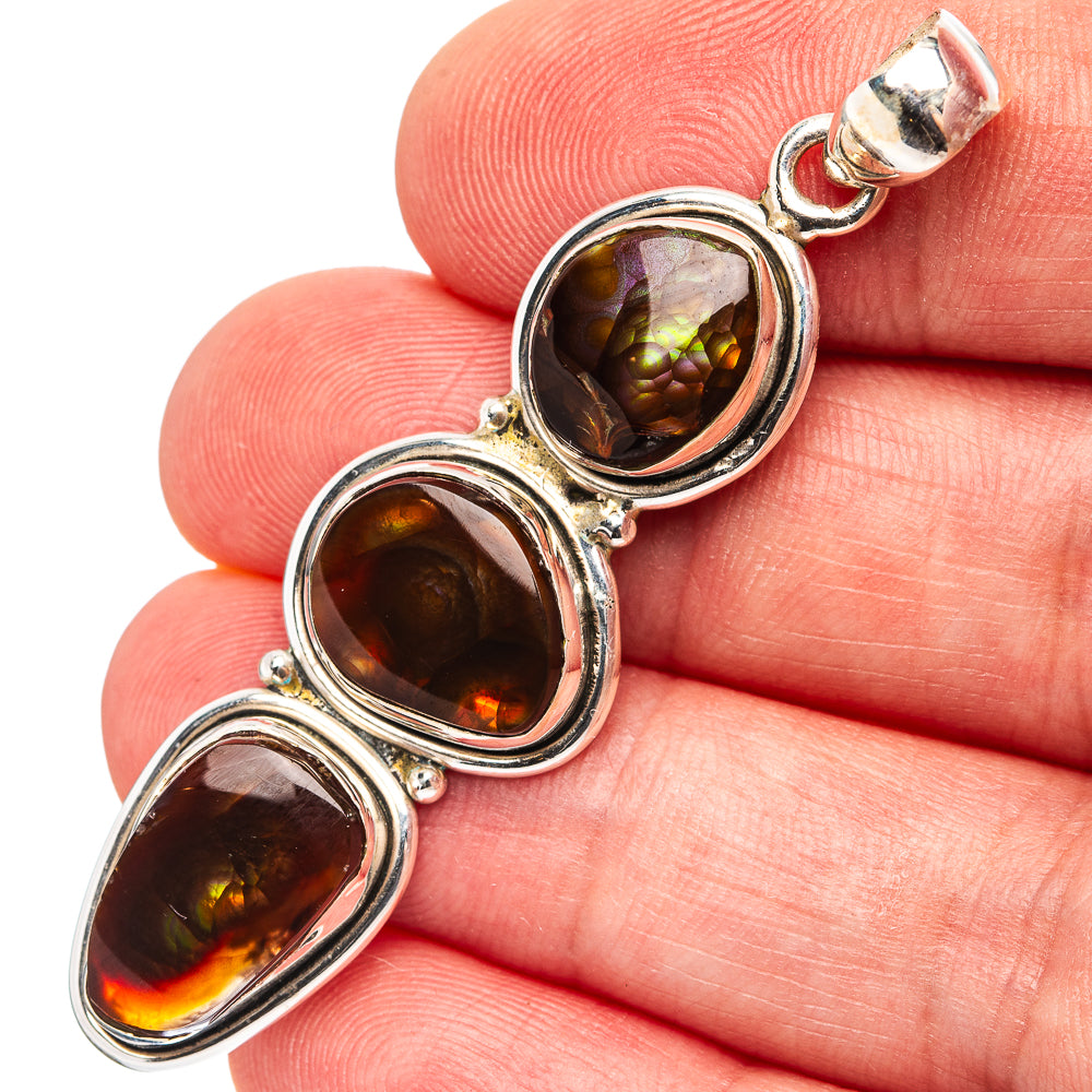 Premium Mexican Fire Agate Pendant 2 1/8" (.925 Sterling Silver)