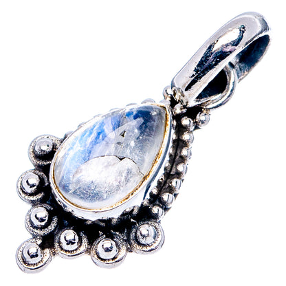 Rainbow Moonstone Dainty Pendant 7/8" (.925 Sterling Silver)