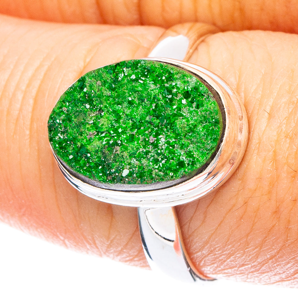 Rare Uvarovite Garnet Ring Size 8 (925 Sterling Silver) R6621