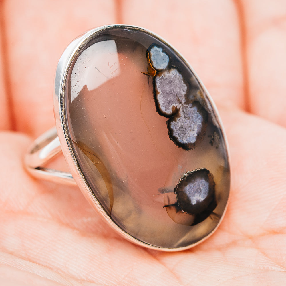 Premium Flower Agate Ring Size 10 (.925 Sterling Silver)