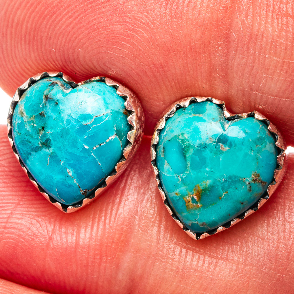 Mohave Turquoise Heart Earrings 1/2" (.925 Sterling Silver)