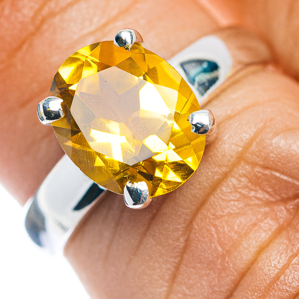 Faceted Citrine Ring Size 6 (.925 Sterling Silver)