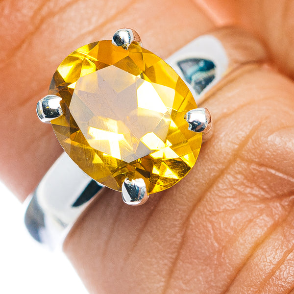 Faceted Citrine Ring Size 6 (.925 Sterling Silver)