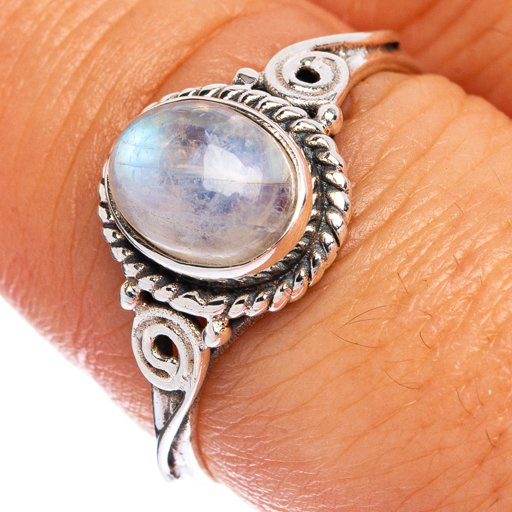 Rainbow Moonstone Dainty Ring Size 8 (925 Sterling Silver) R145516