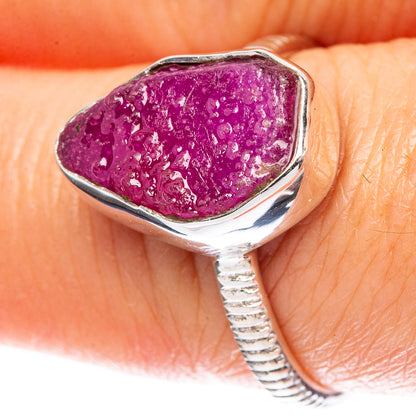 Red Sillimanite Dainty Ring Size 7.75 (925 Sterling Silver) R5146