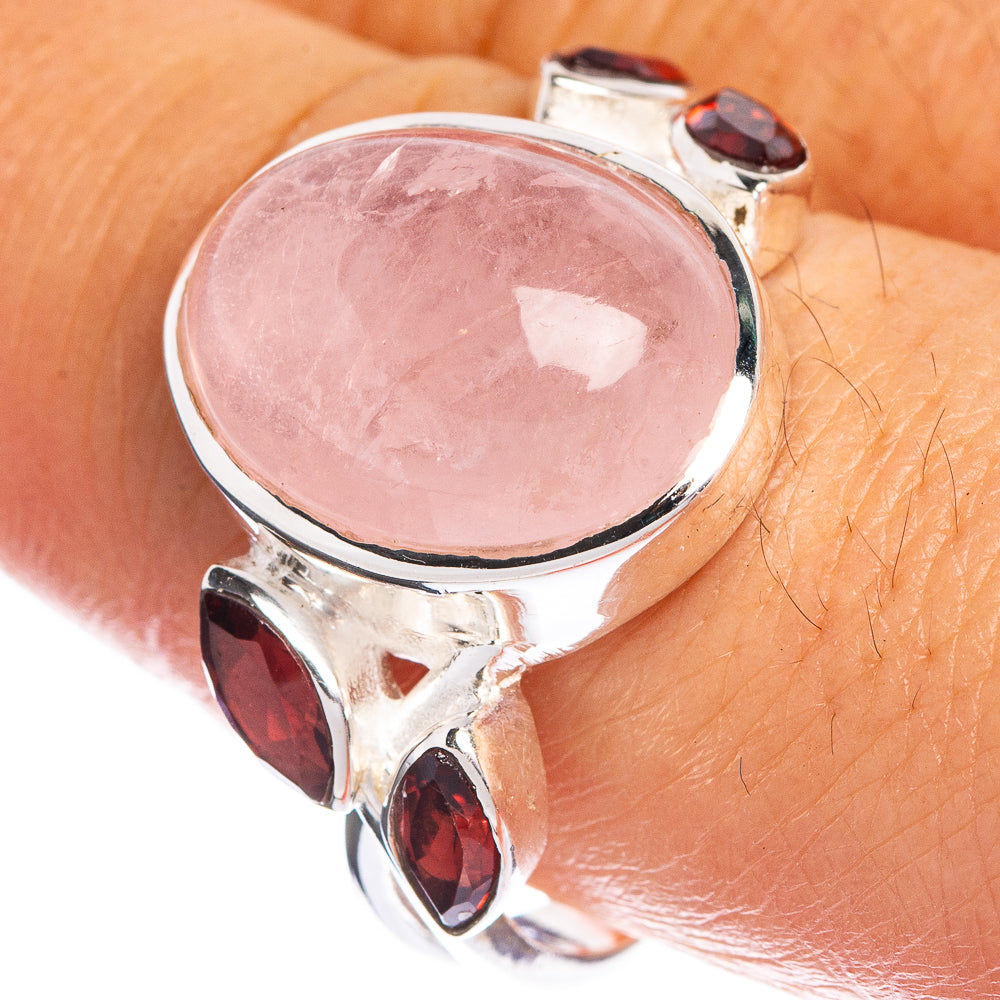 Rose Quartz, Garnet Ring Size 9.75 (925 Sterling Silver) R144269