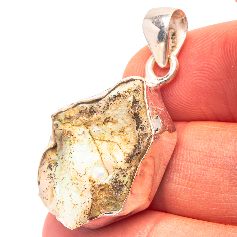 Raw Ethiopian Opal 925 Sterling Silver Pendant 1 3/8" (925 Sterling Silver) PD38643